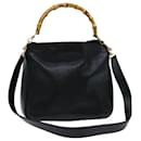 GUCCI Bamboo Shoulder Bag Leather 2way Black Auth 70143 - Gucci