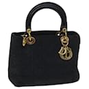 Christian Dior Lady Dior Canage Hand Bag Nylon Black Auth yk11523