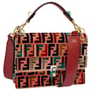 FENDI Zucca Canvas Canai Hand Bag 2way Pink Red Auth 69973A - Fendi