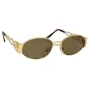 VERSACE Sunglasses metal Gold Brown Auth yk11320 - Versace