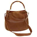GUCCI Bamboo Shoulder Bag Leather 2way Brown Auth 70144 - Gucci