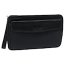 CELINE Clutch Bag Leather Black Auth bs13276 - Céline