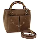 GUCCI Bamboo Hand Bag Suede 2way Beige 000 123 0316 auth 70190 - Gucci