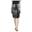 Black leather ruffled midi skirt - size UK 10 - Givenchy