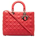Dior Red Large Lambskin Cannage Lady Dior