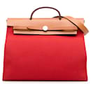 Hermes Toile Herbag rojo con cremallera 39 - Hermès
