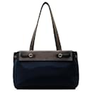 Hermès Blue Toile and Vache Calf Leather Herbag Cabas PM