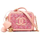 Chanel piccolo beauty case in filigrana CC in tweed rosa