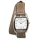Hermès Reloj Cape Cod Tonneau de acero inoxidable y cuarzo plateado