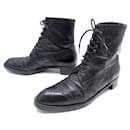 HERMES SHOES FLOWER TOE ANKLE BOOTS BLACK LEATHER 37.5 LEATHER BOOTS SHOES - Hermès