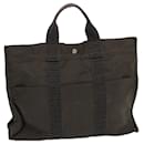 HERMES Her Line MM Tote Bag Nylon Gray Auth bs13099 - Hermès