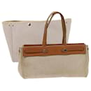 HERMES Her Cabass GM Tote Bag Canvas Leather 2way Beige Brown Auth bs13205 - Hermès