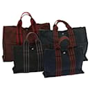 HERMES Fourre Tout Tote Bag Canvas 4Set Black Navy Red Auth 68339 - Hermès