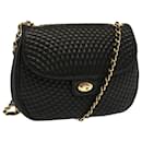 BALLY Quilted Chain Shoulder Bag Leather Black Auth mr008 - Bally