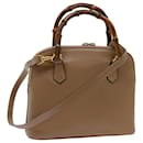 GUCCI Bamboo Hand Bag Leather 2way Beige 000 1274 0290 Auth yk11380 - Gucci