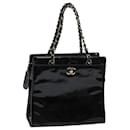 CHANEL Chain Hand Bag patent Black CC Auth 69974A - Chanel