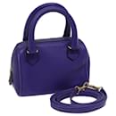 CELINE Hand Bag Leather 2way Purple Auth 69720 - Céline