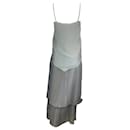 Giorgio Armani Sage Green Metallic Tie Front Long Silk Dress - Autre Marque
