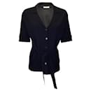Tomas Maier Black Short Sleeved Belted Knit Jacket - Autre Marque