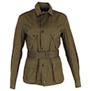 Burberry Prorsum Belted Field Jacket in Green Polyester
