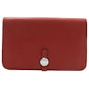 Hermès Dogon Duo Wallet in Red calf leather Leather