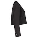 Chanel Blazer recortado com frente aberta em seda preta