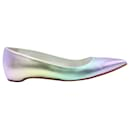 Christian Louboutin Kate Napa Iridescent Red Sole Ballerina Flats in Multicolor Leather