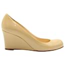 Christian Louboutin Ron Ron Wedge in Beige Patent Leather