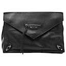 Balenciaga Papier Sight Clutch in Black Leather