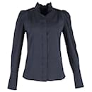 Isabel Marant Lamia Button-Up Top in Navy Blue Silk
