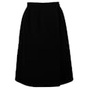 Prada Vintage Overlap Knee Length Skirt in Black Virgin Wool