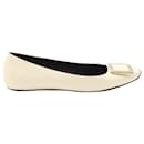 Roger Vivier Trompette Ballet Flats in White Patent Leather