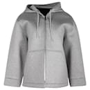 Prada Zip-Front Hoodie in Grey Cotton