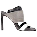 Brunello Cucinelli Metallic Band Sandals in Black and White Leather