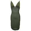 Herve Leger – Ärmelloses Bandage-Kleid mit Netzeinsatz aus grüner Viskose