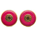 Boucles d'oreilles à clip avec logo rond rose Hermès