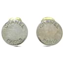 Chanel Silver Round Logo Clip On Earrings