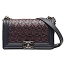 Chanel Medium Woven Leather Le Boy Flap Bag Shoulder Bag Leather in Good condition