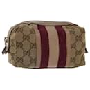GUCCI GG Canvas Sherry Line Beutel Beige Weinrot 256636 Auth 70306 - Gucci