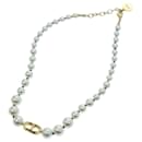 Christian Dior Collier de perles métal Blanc Auth am6079