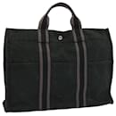 HERMES Fourre Tout MM Hand Bag Canvas Black Gray Auth ti1602 - Hermès
