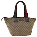 GUCCI GG Canvas Web Sherry Line Tote Bag Red Beige Green 131230 auth 70602 - Gucci