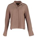 Joseph Checked Button-Up Shirt in Brown Silk
