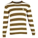 Loewe Logo-Embroidered Striped Sweater in Khaki Wool