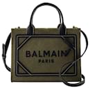 B-Army Small Shopper Bag - Balmain - Canvas - Khaki/Black