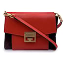 Red Leather Brown Suede GV3 Small Flap Shoulder Bag - Givenchy