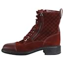 Maroon suede ankle boots - size EU 39.5 - Chanel