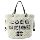 Chanel White Shearling Coco Neige Tote