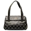 Chanel Black CC Wild Stitch Lambskin Shoulder Bag