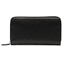 Fendi Black Micro FF Embossed Leather Zip Around Wallet